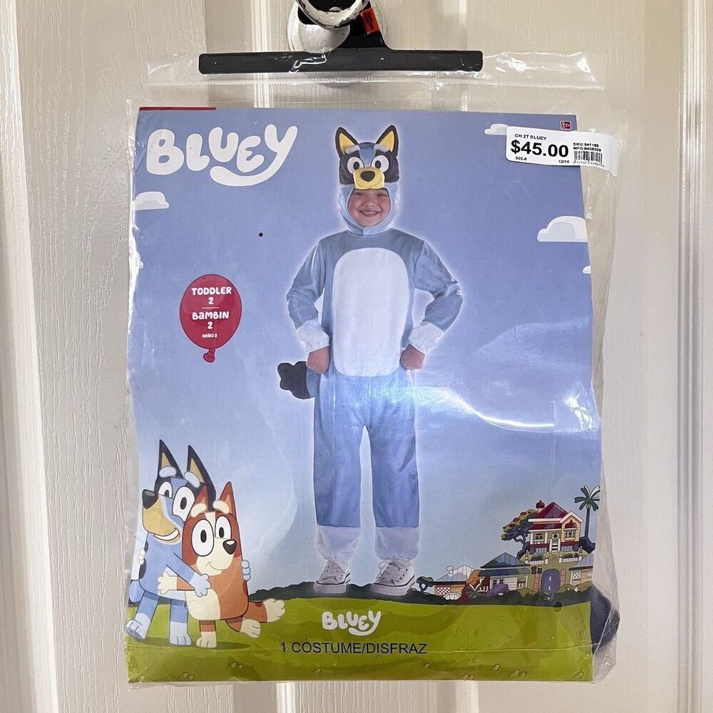 Suit Yourself Costume Co Bluey Costume Jumpsuit Headpiece Tail Toddler Size 2T